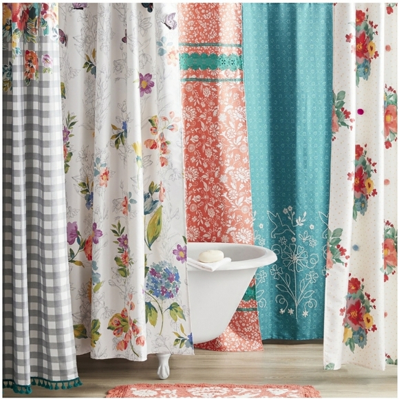 Pioneer Woman Mazie Multicolor Medallion Lace Shower Curtain-NEW! - Picture 5 of 5